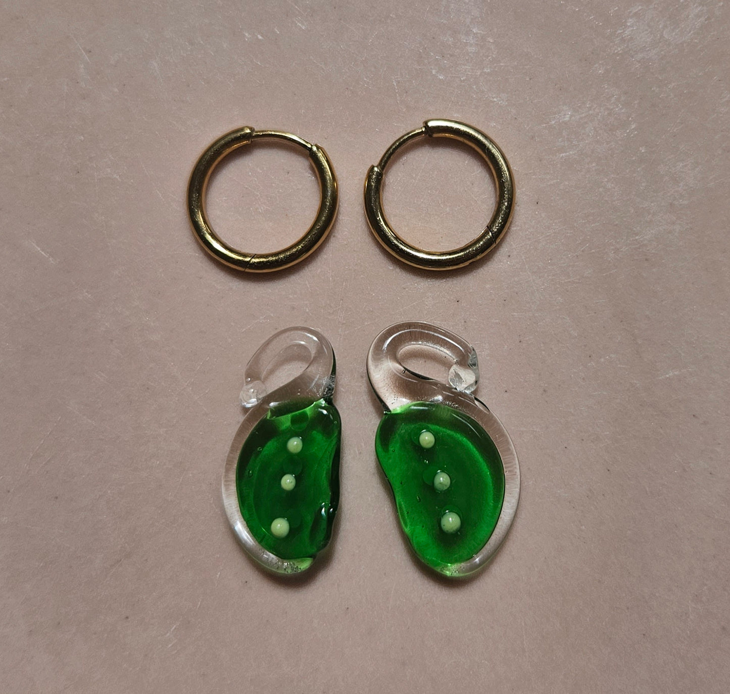 Lampworked glass lime earrings