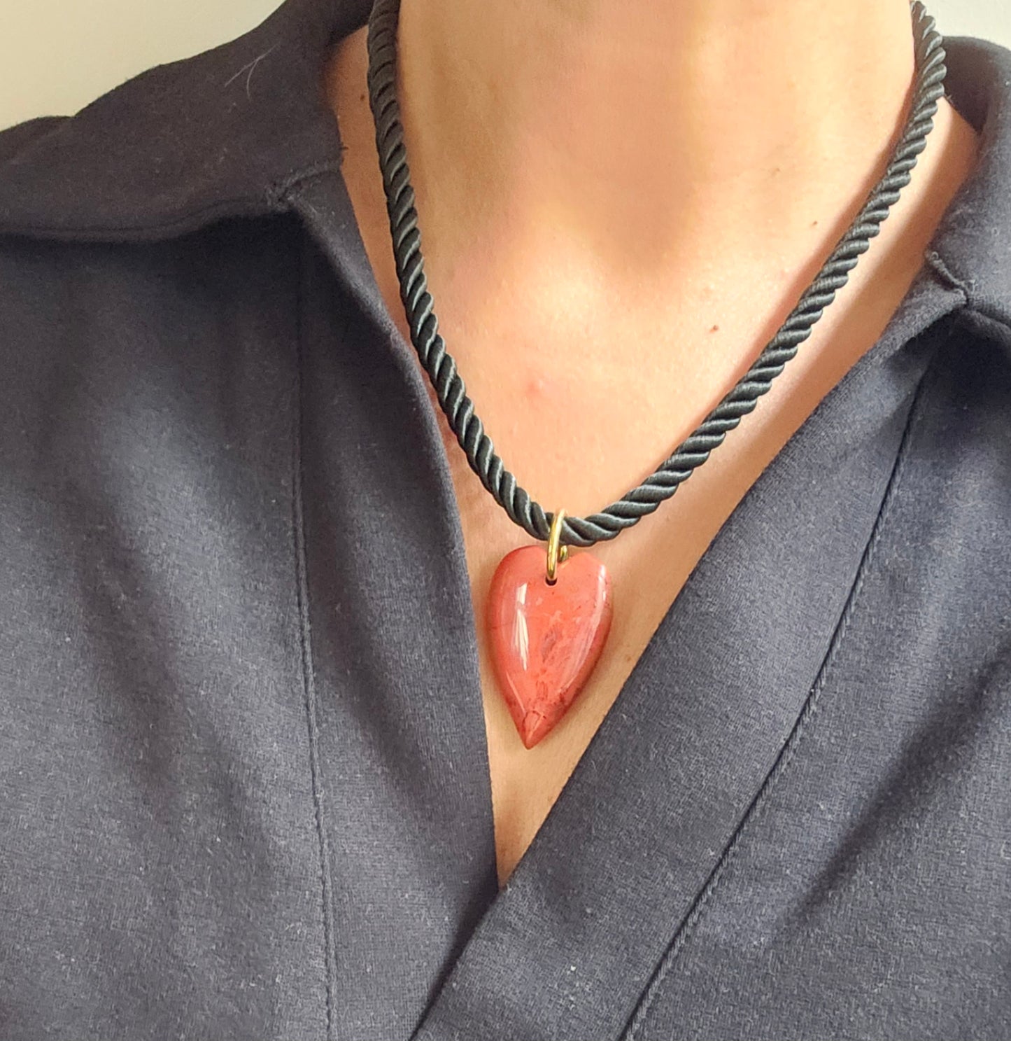 Red stone heart pendant