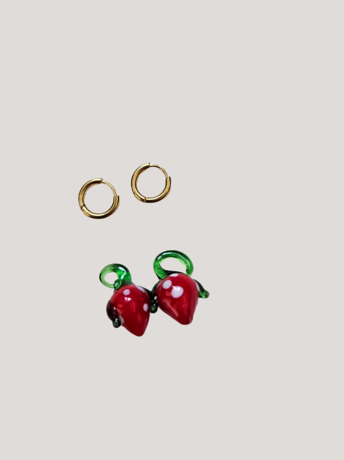 Lampworked glass strawberry earrings