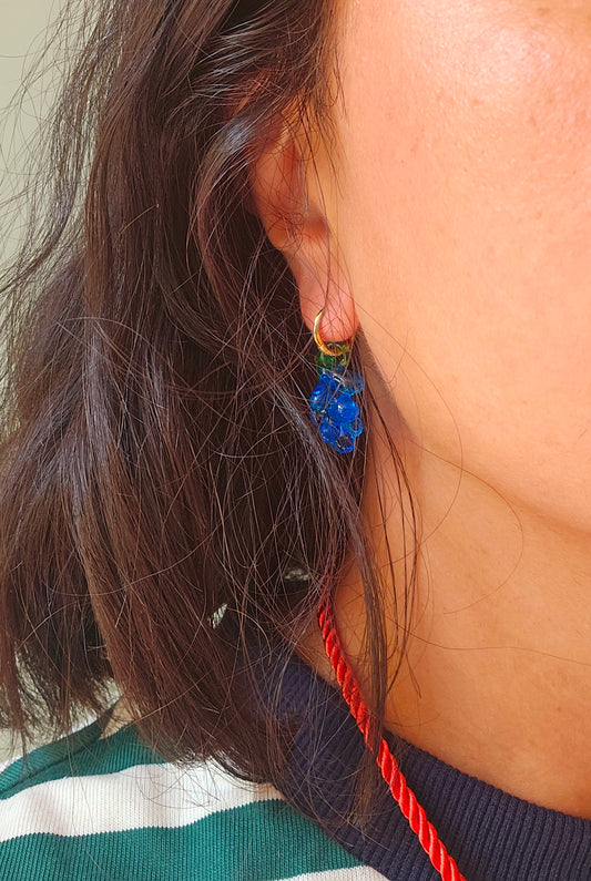 Lampworked glass blue grape earrings