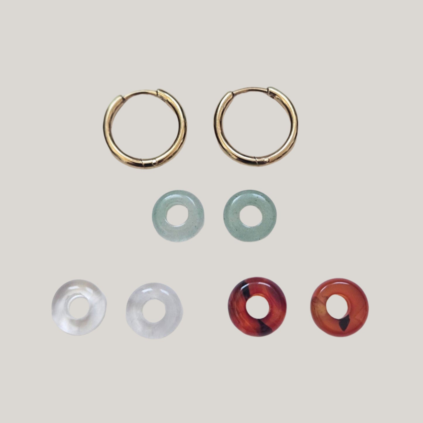 Natural stone trio of earrings