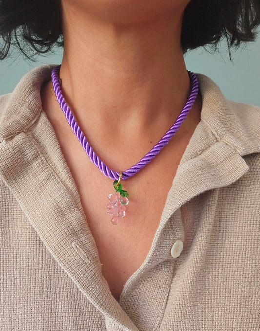 Pink grape glass pendant