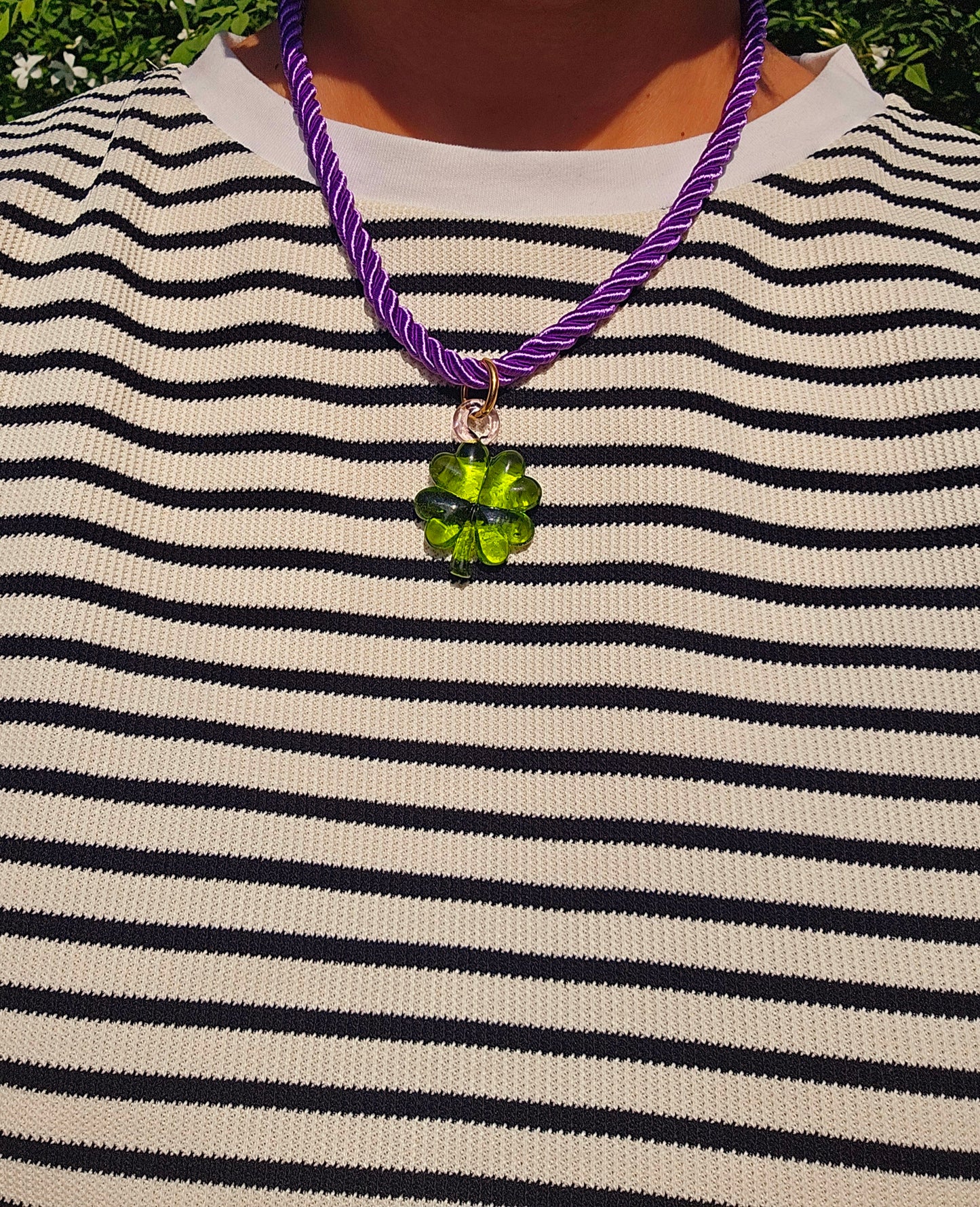 Four leaf clover glass pendant