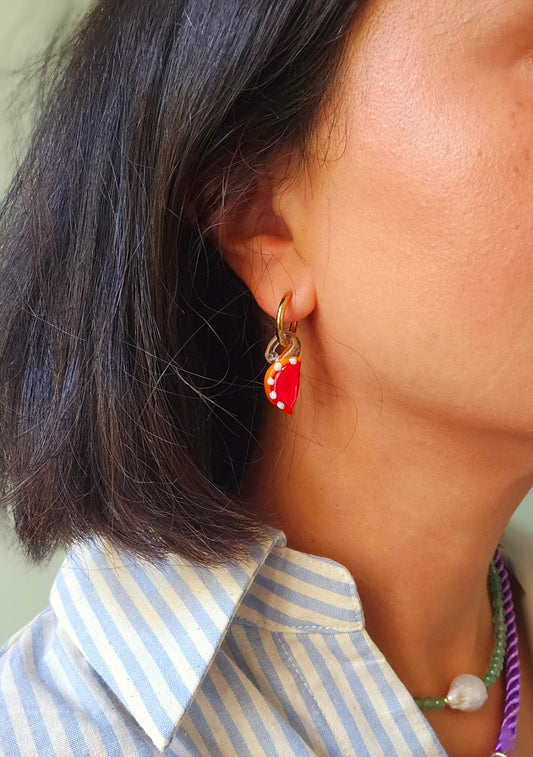 Lampworked glass grapefruit earrings