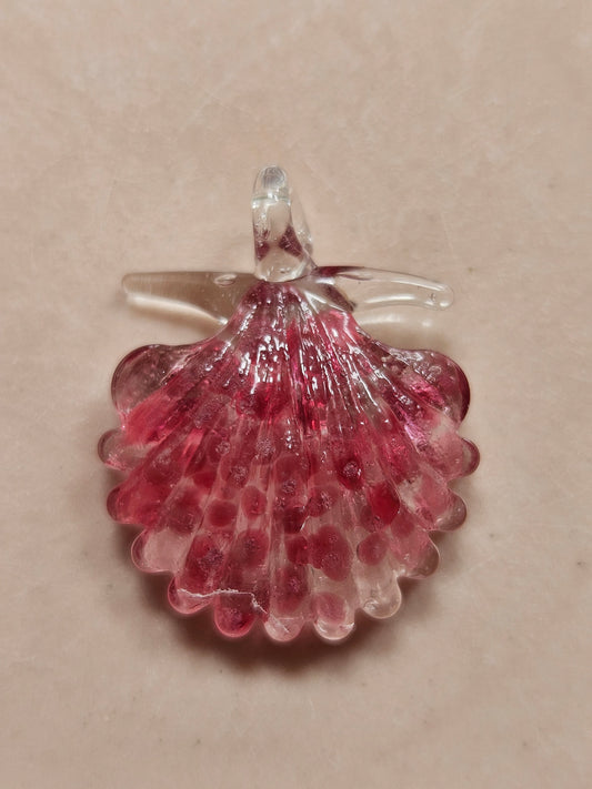 Pink glass shell pendant