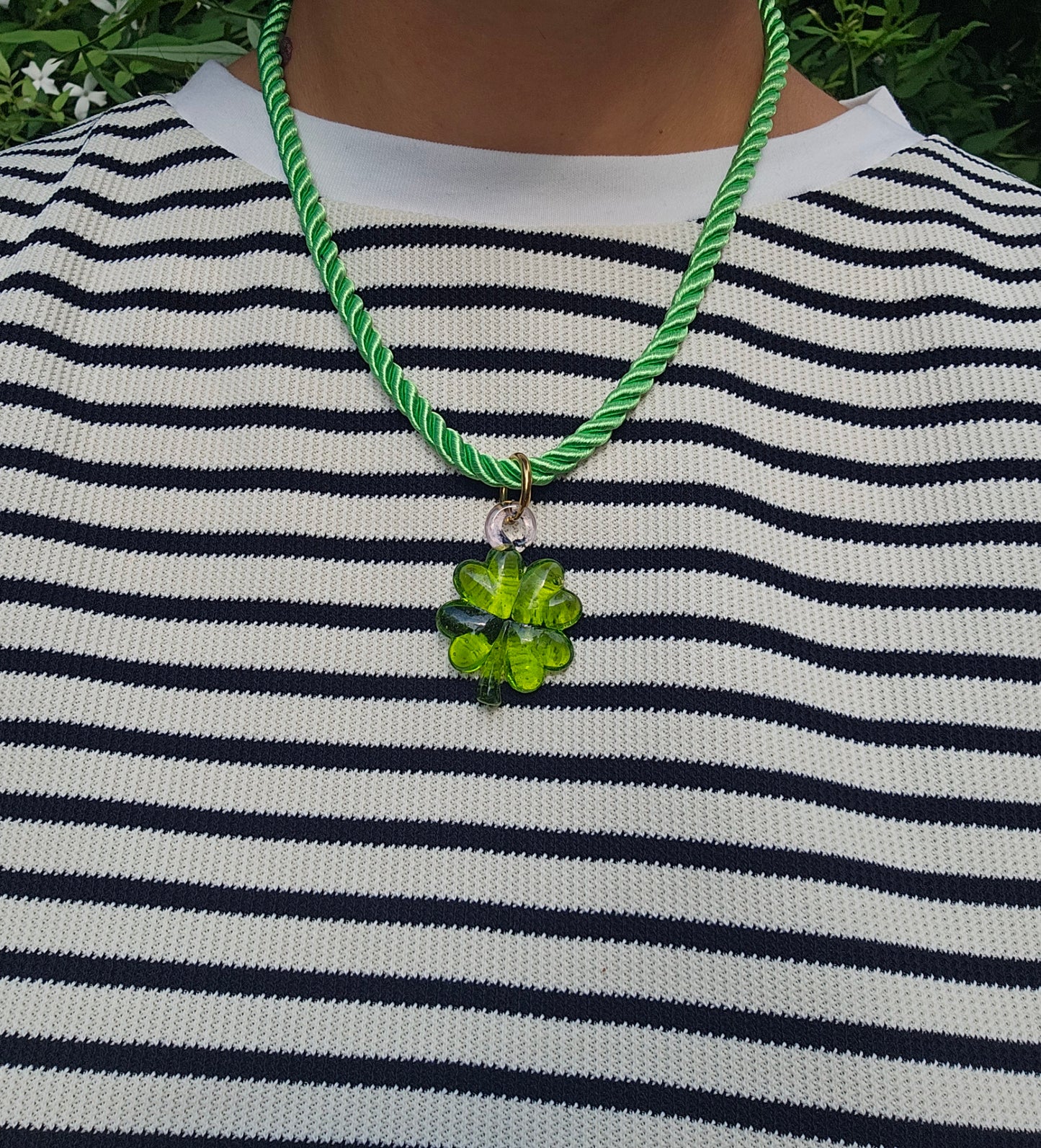 Four leaf clover glass pendant