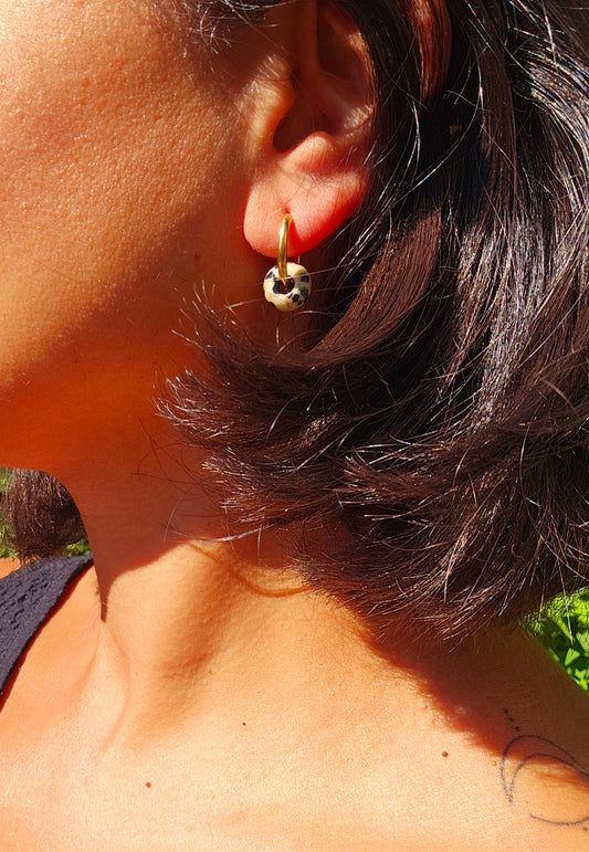 Natural dalmatian jasper hoop earrings