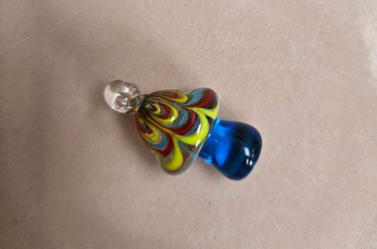 Blue glass mushroom pendant