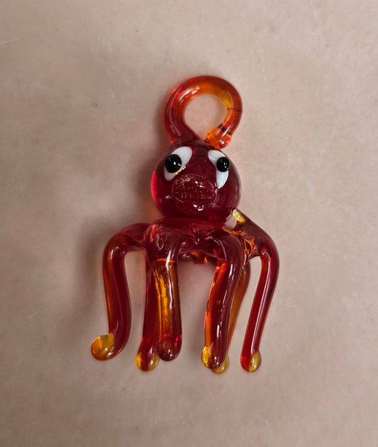 Red octopus glass pendant