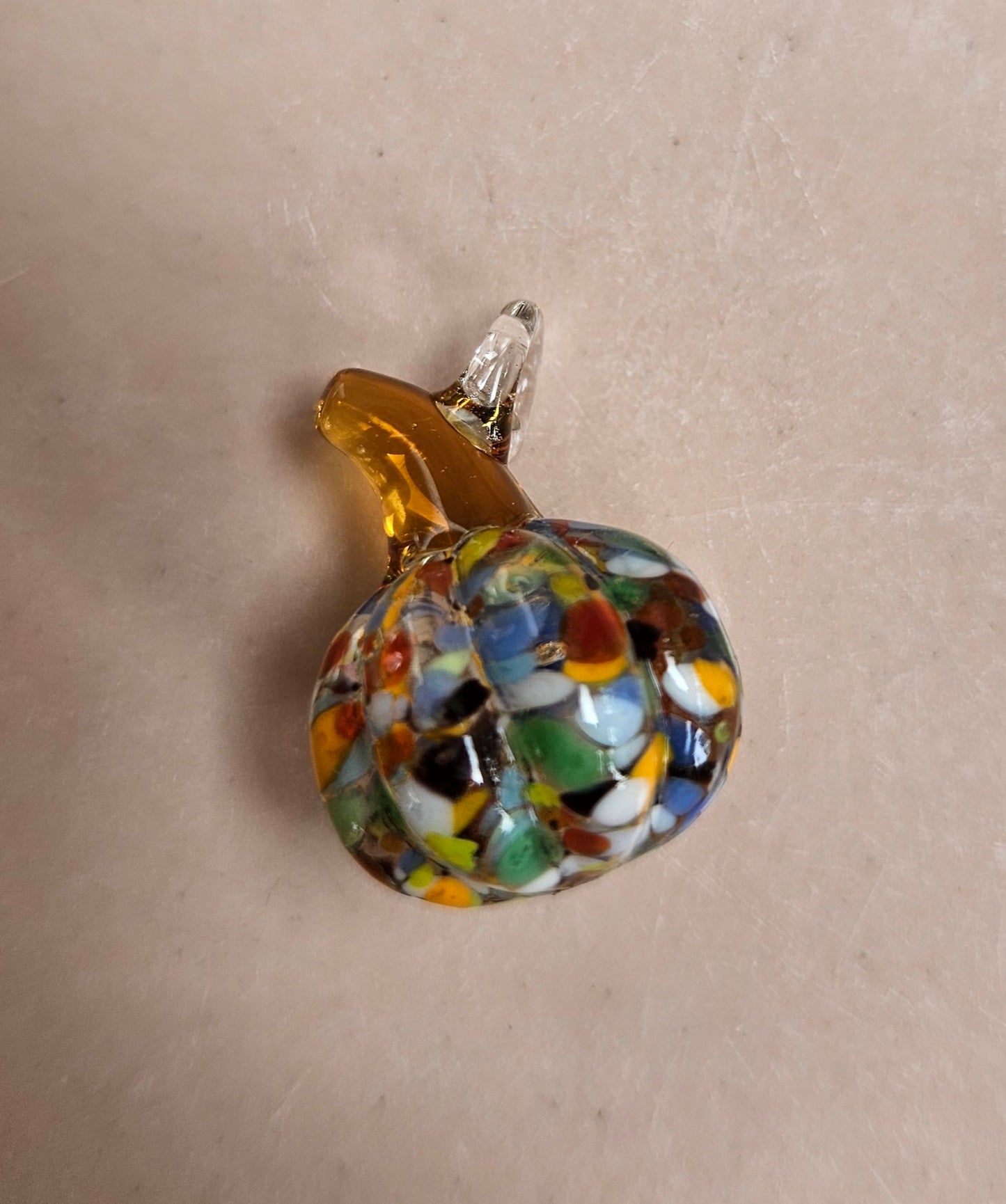 Multi-coloured glass pumpkin pendant