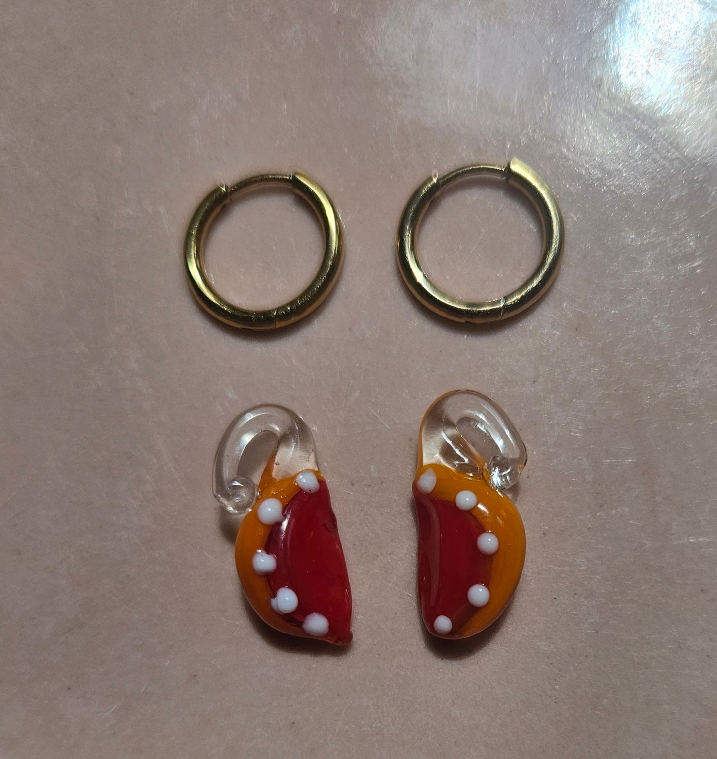 Lampworked glass grapefruit earrings