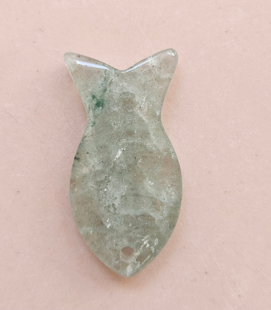 Green aventurine fish pendant