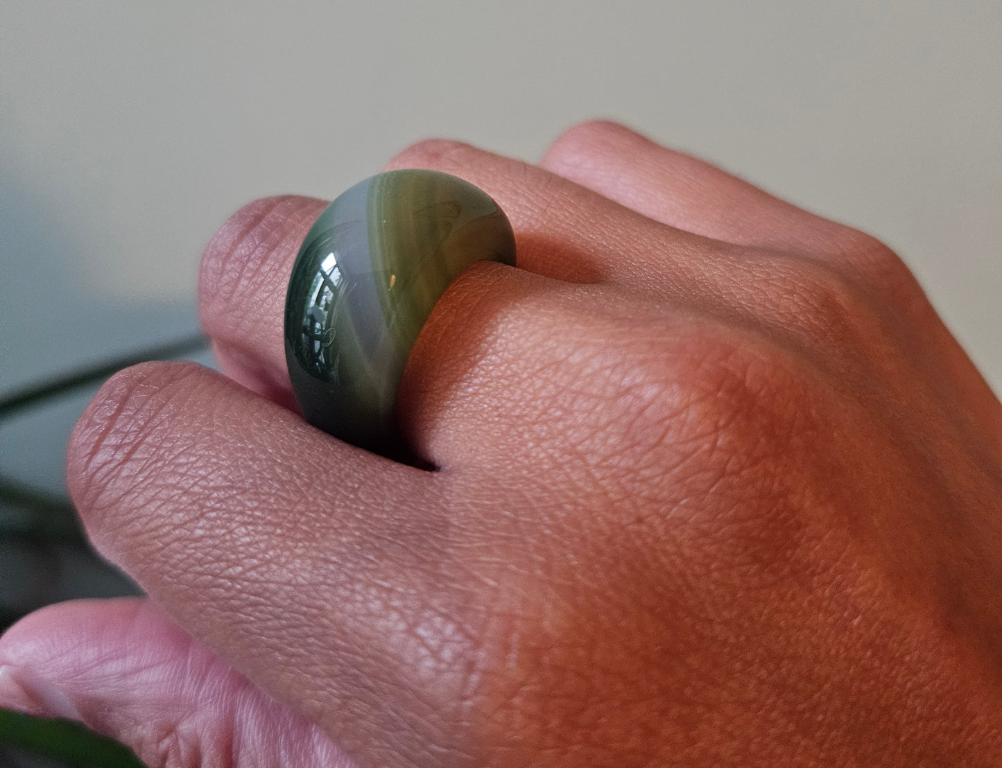 Green agate ring