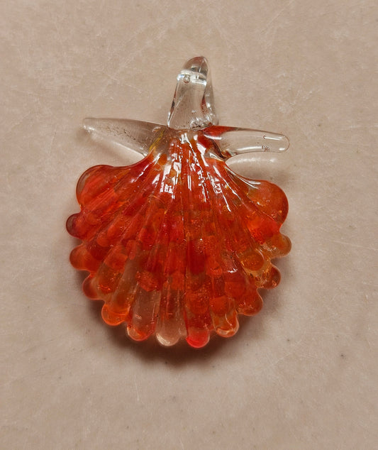 Red glass shell pendant
