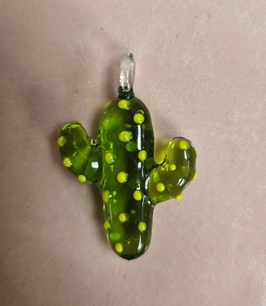 Green and yellow glass cacti pendant