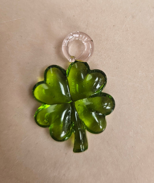 Four leaf clover glass pendant