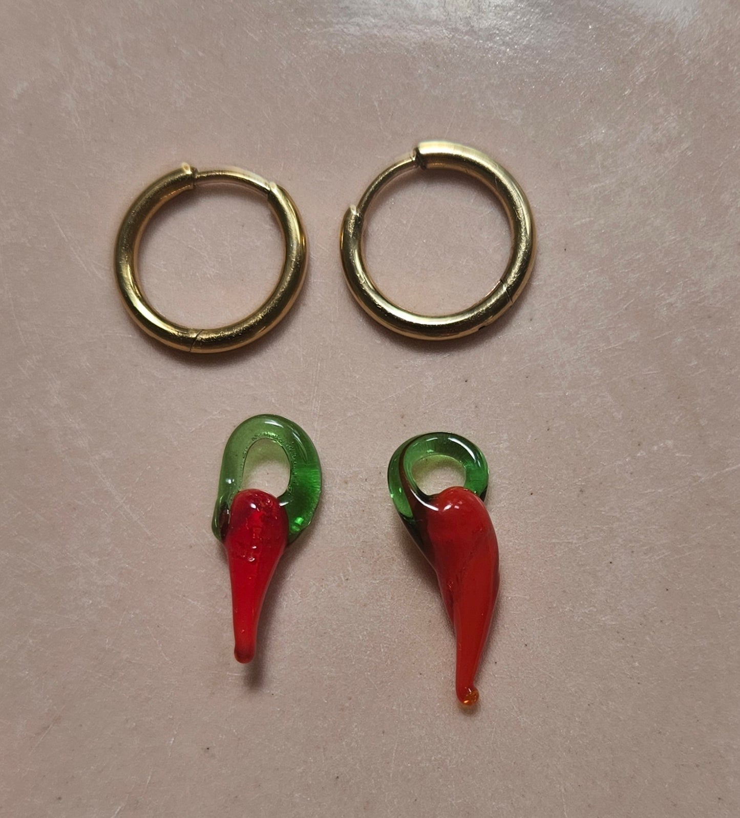 Lampworked glass chilli earrings