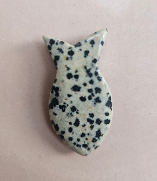 Dalmation jasper fish pendant