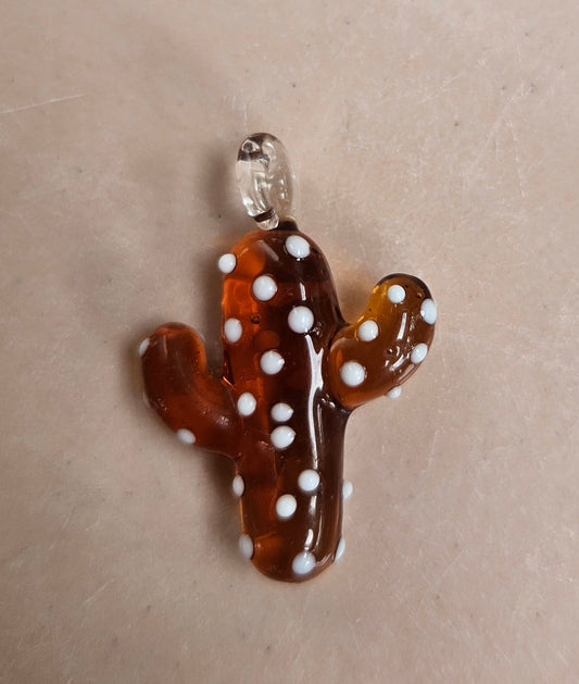 Brown cacti glass pendant