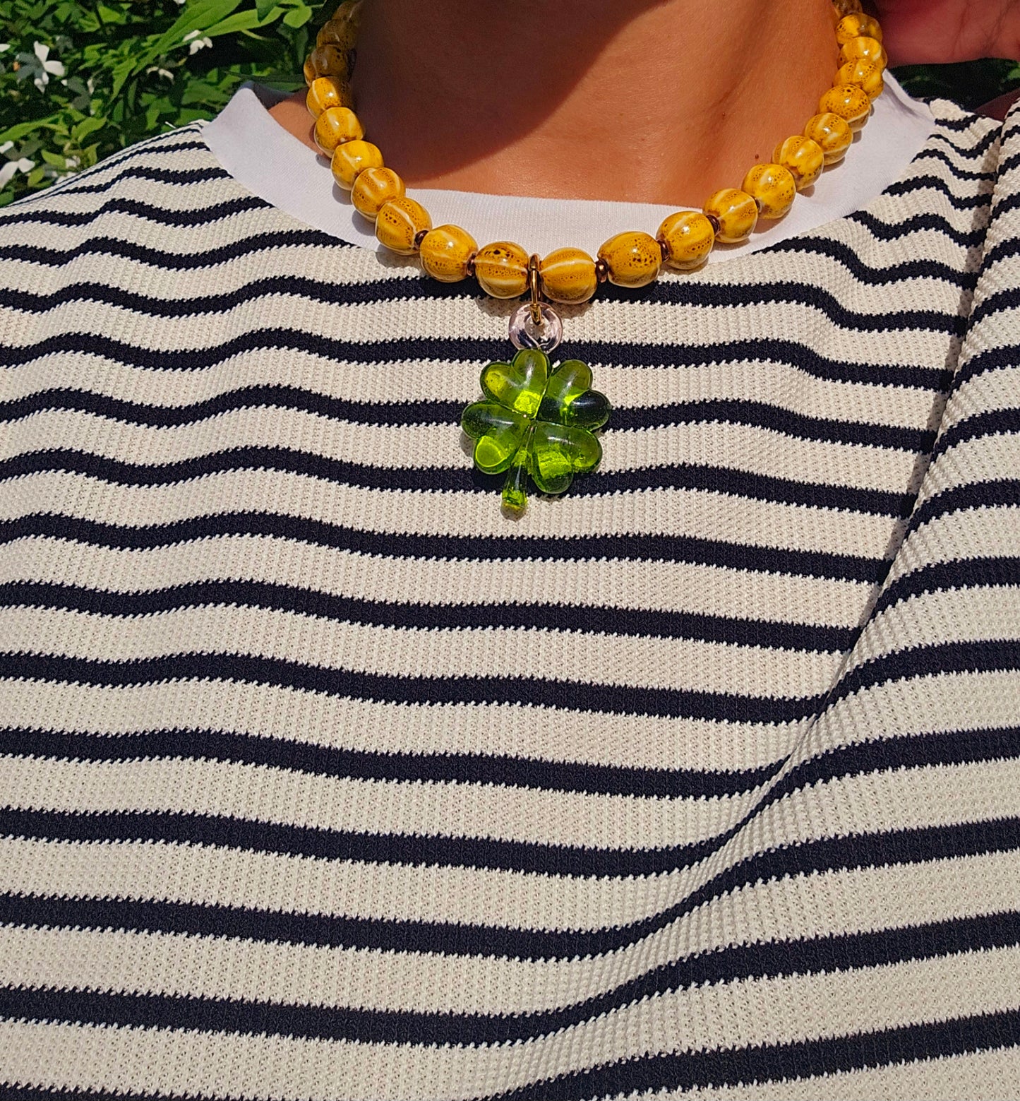 Four leaf clover glass pendant