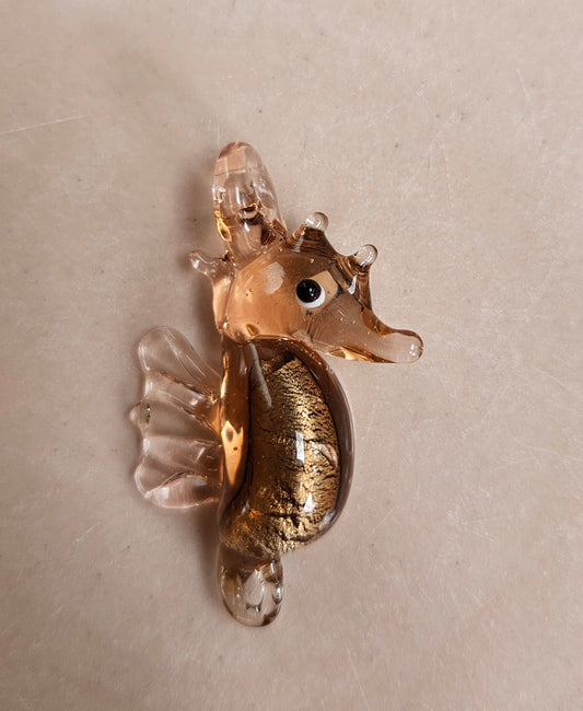 Brown seahorse glass pendant