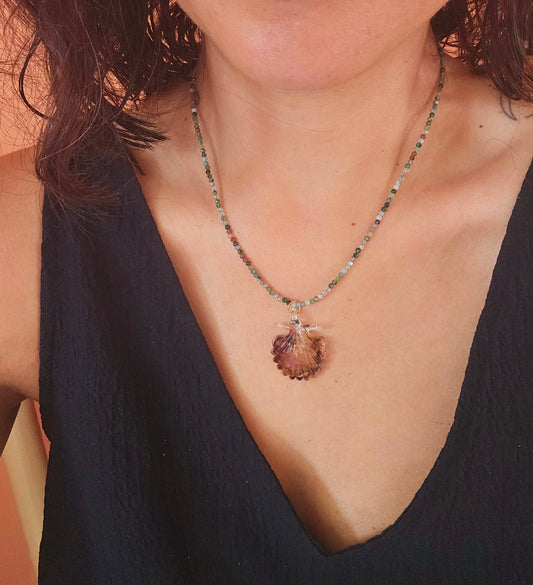 Brown glass shell pendant