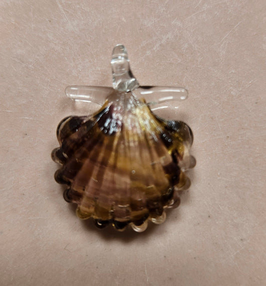 Brown glass shell pendant