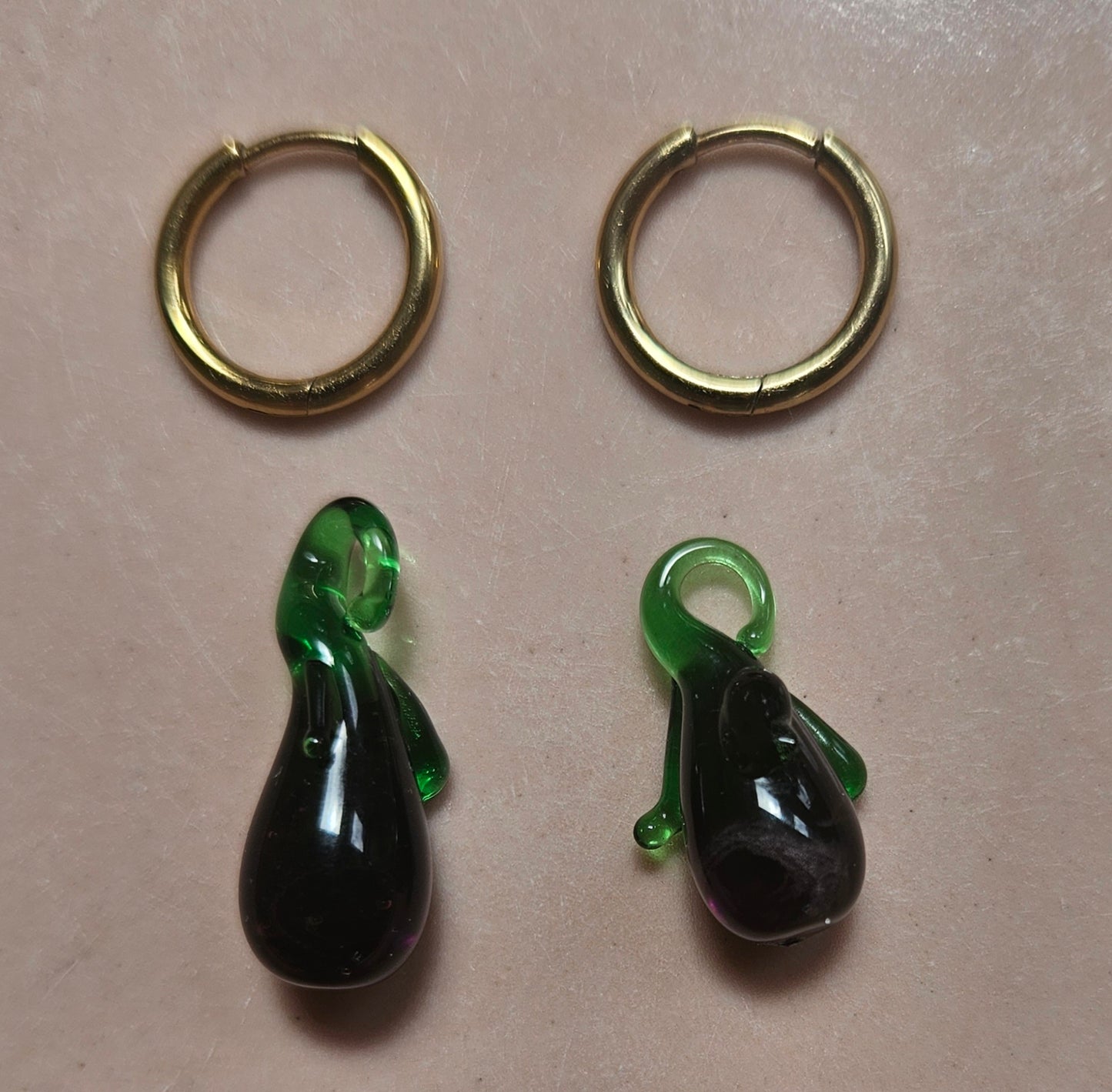 Lampworked glass aubergine earrings